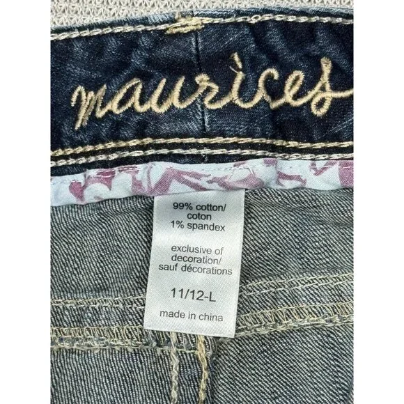 Maurices Womens Cropped Jeans Size 11/12 Long Denim Distressed Blue Low Rise - Picture 5 of 12